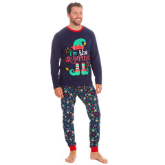 Mens Christmas Long Sleeved Matching Pyjamas Family Lounge Sets Navy