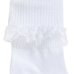 Baby Girls Frilly Lace Organza Ankle Socks Christening 3 Pairs White