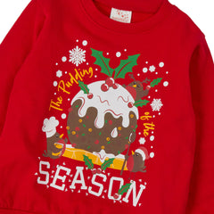 Infants Christmas Long Sleeved Sweatshirt With Cuffed Hems Red