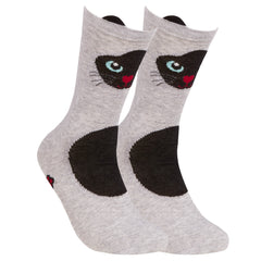 Womens Animals Cute Funny Odd Novelty Socks 1 Pair Cat Grey
