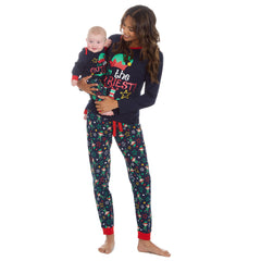 Womens Christmas Long Sleeved Matching Pyjamas Family Lounge Sets Navy