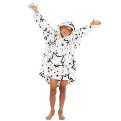 Boys Stars Print Oversized Blanket Plush Fleece Hoodie with Pockets