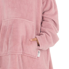 Girls Blush Pink Plain Oversized Blanket Plush Fleece Hoodie with Pockets