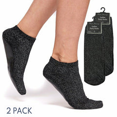 Womens Party Low Cut Sparkle Abs Non Slip Grey Socks