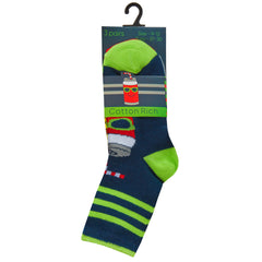 Boys Socks Novelty Design Cartoon Socks Navy - 3 Pairs