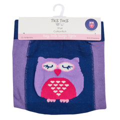 Baby Girls Tights with Anti Slip Grips 1 Pair - Owl Purple