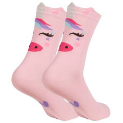 Womens Animals Cute Funny Odd Novelty Socks 1 Pair Unicorn Light Pink