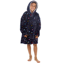 Boys Celestial Print Oversized Blanket Plush Fleece Hoodie with Pockets