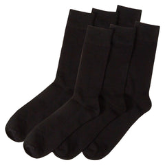 Mens Bamboo Crew Socks Plain Black Mid Calf Socks 6 Pairs