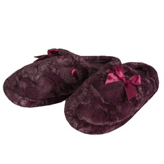 Womens Mule Memory Foam Faux Fur Warm Indoor Slippers Plums