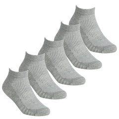 Boys Low Cut Trainer Liner Plain Socks Mesh Insert 5 Pairs- Grey