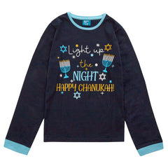 Kids Chanukah Long Sleeved Matching Pyjamas Family Lounge Sets Navy