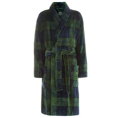 Mens Flannel Fleece Dressing Gown Classic Robe 3XL 4XL 5XL Green