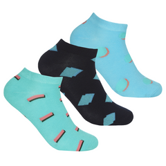 Girls Patterned Bamboo Trainer Socks 3 Pairs