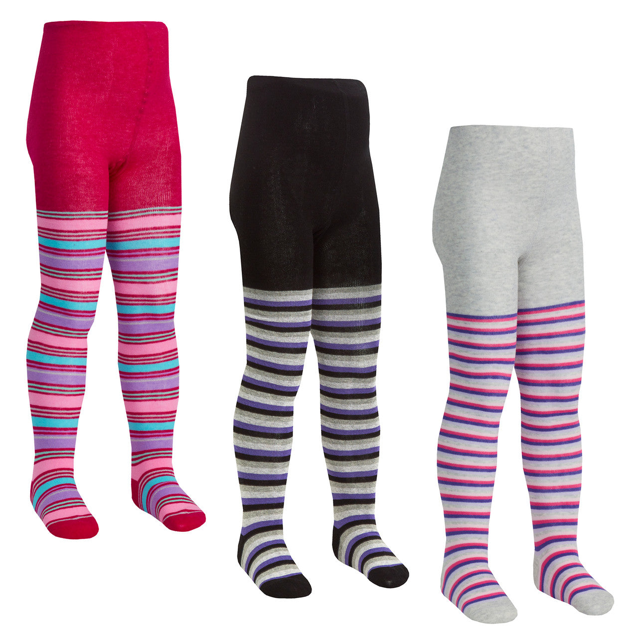 Girls Designer School Stripe Tights 3 Pairs Multipack