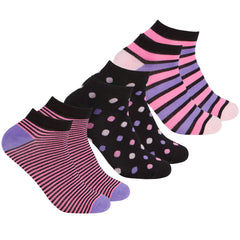 Womens Bamboo Low Cut Trainers Liner Socks 3 Pairs - Black