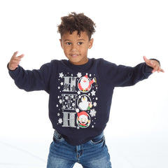 Infants Christmas Long Sleeved Sweatshirt With Cuffed Hems Navy