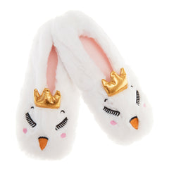 Womens Luxury Gift Set Hot Water Bottle and Slippers Swan Design White