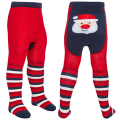 Baby Boys Girls Christmas Tights 1 Pair Navy Santa